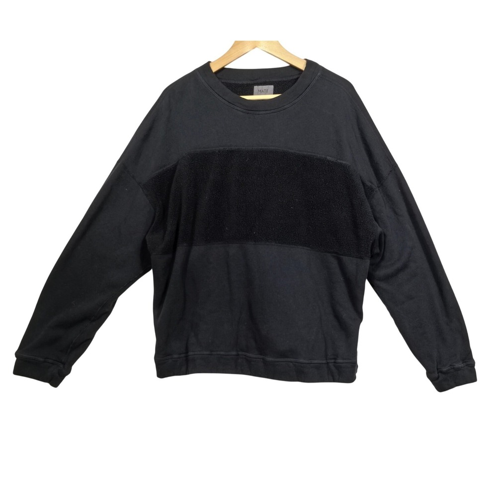 MATE The Label Black‎ Organic Fleece Sweatshirt L Sustainable Quiet Luxury Soft